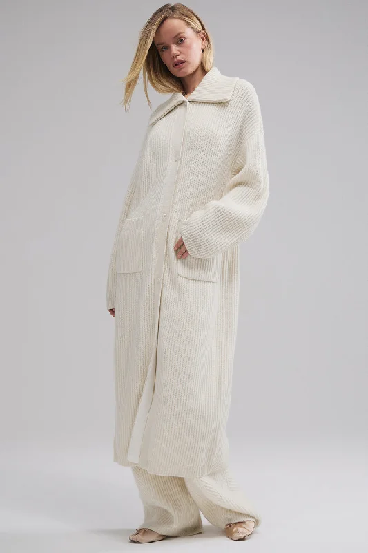 Cozy Street Style Courchevel Cashmere Long Cardigan - Ivory