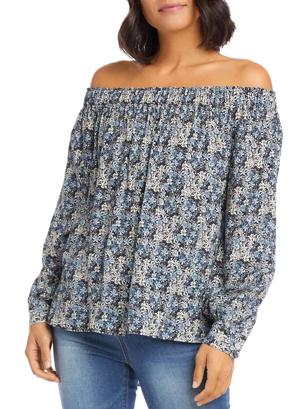 Womens Floral Off The Shoulder Pullover Top