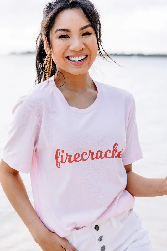 Lazy Home Such A Firecracker Baby Pink Graphic Tee