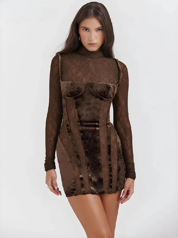 Retro Design Velvet Mini Dress