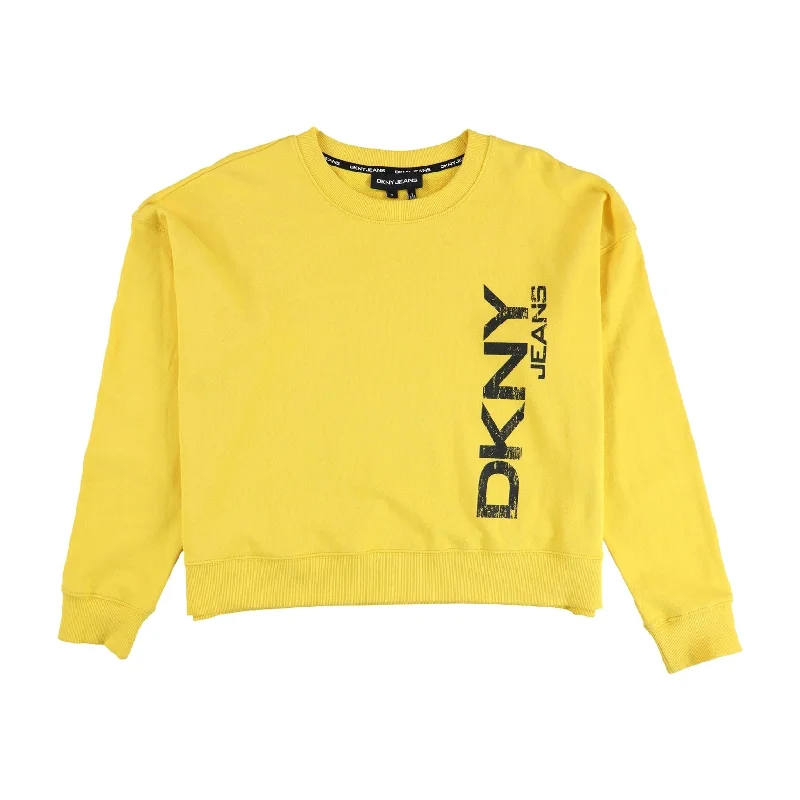 DKNY Womens Side Logo Sweatshirt, Yellow, Medium