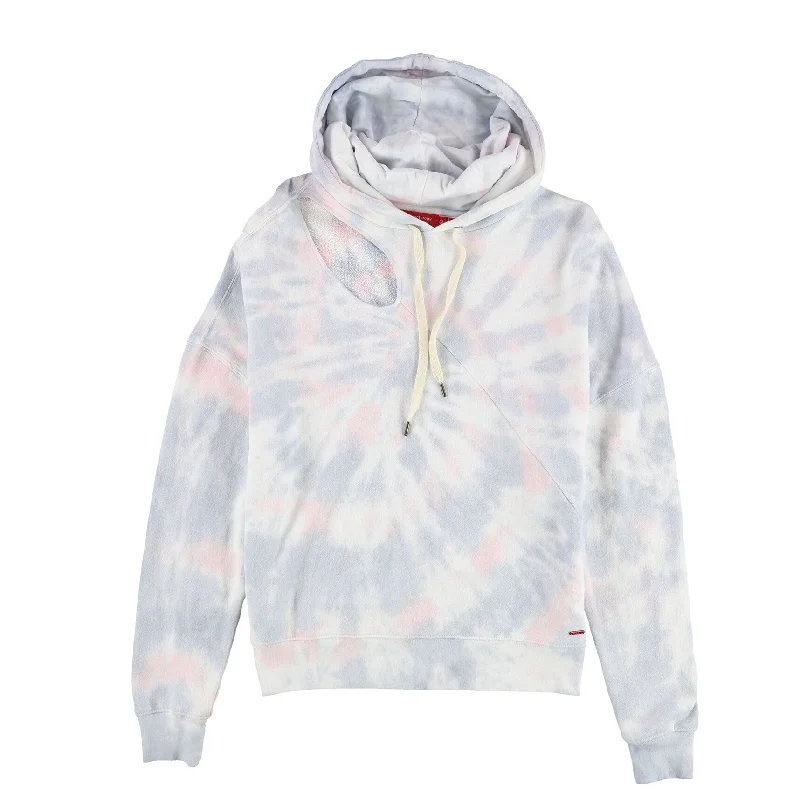 n:philanthropy Womens Tie Dyed Hoodie Sweatshirt, White, Small