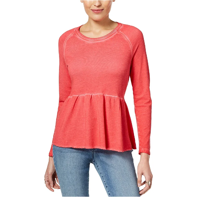 Style & Co. Womens Peplum Flounce Sweatshirt, Pink, Small