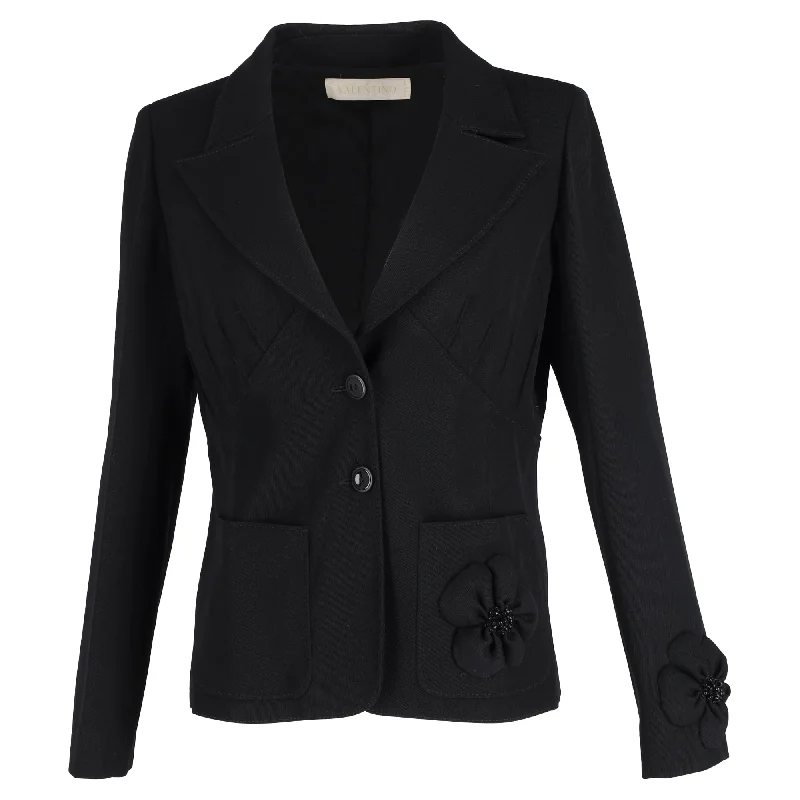 Valentino Garavani Floral Applique Single-Breasted Blazer