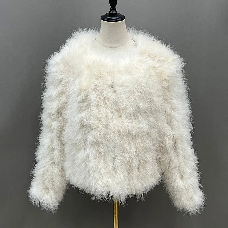 Classic Items Women's Casual White Furry Long Sleeve Short Winter Party Jacket