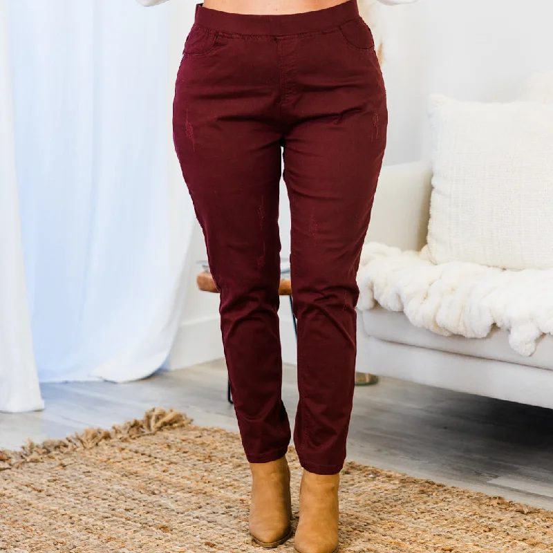 All The Answers Jeggings, Burgundy