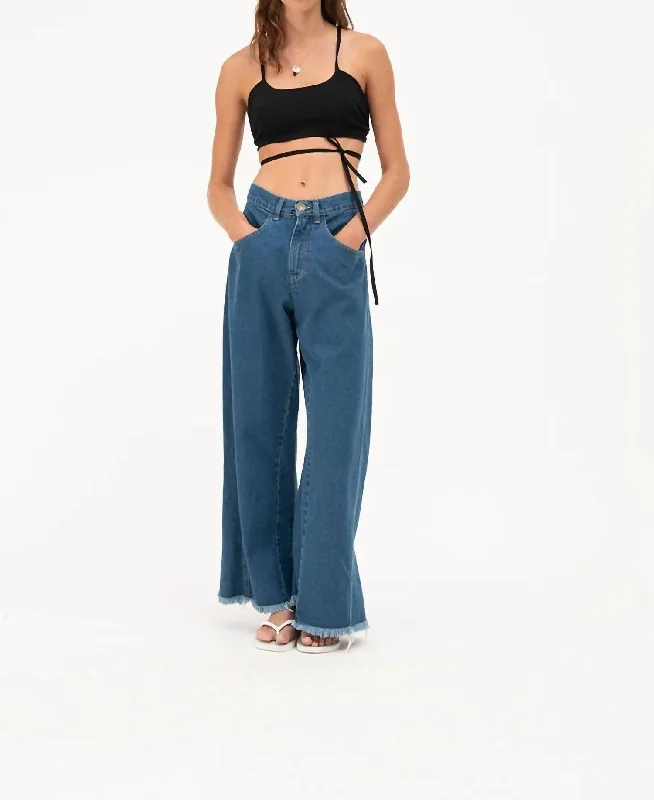 Timeless Comfort Asimetrico Wide Leg Jeans In Denim