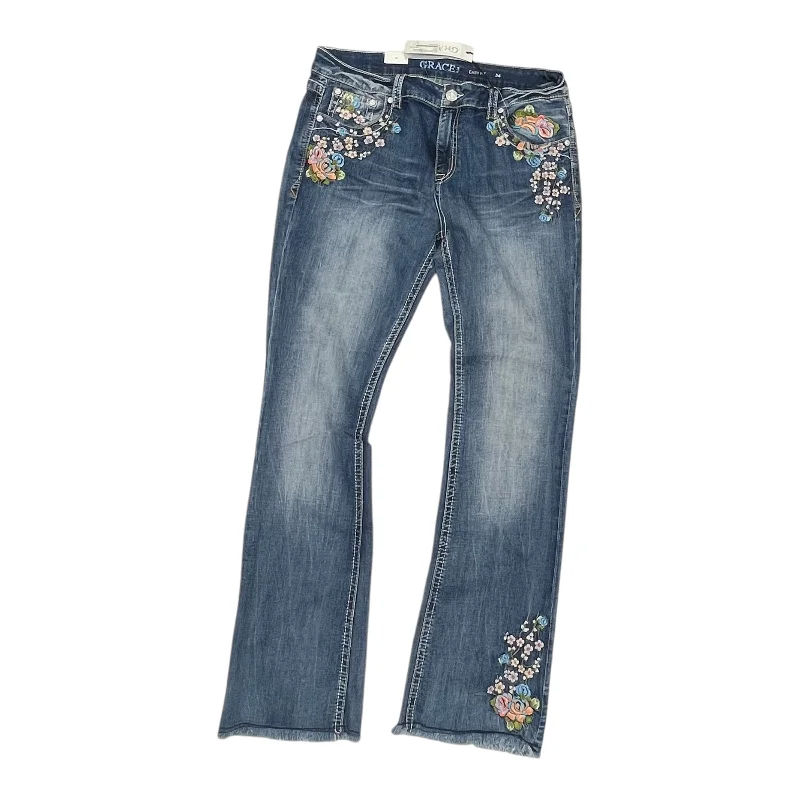 Casual And Comfortable Jeans Boot Cut By Grace In Blue Denim, Size:18