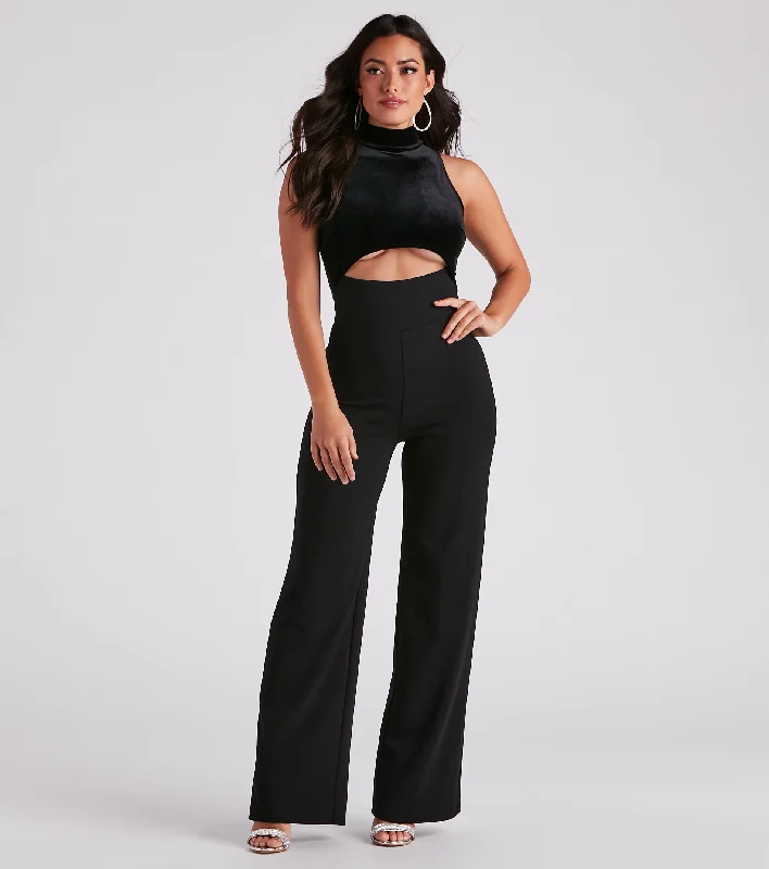 Chic Diva Velvet Cutout Jumpsuit