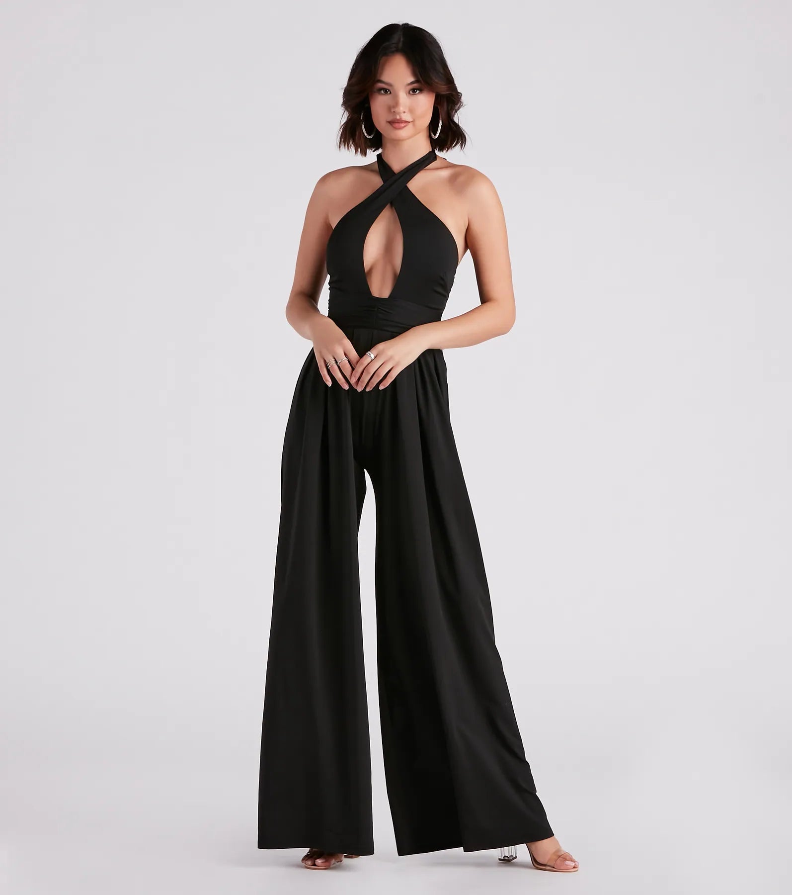 Cutie Crossing Halter Wide-Leg Jumpsuit