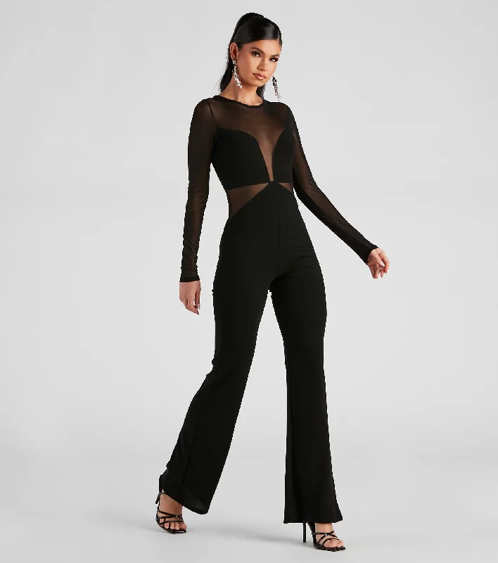 Stole The Night Glitter Mesh Jumpsuit