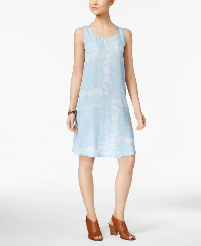 Style & Co Printed Denim Shift Dress