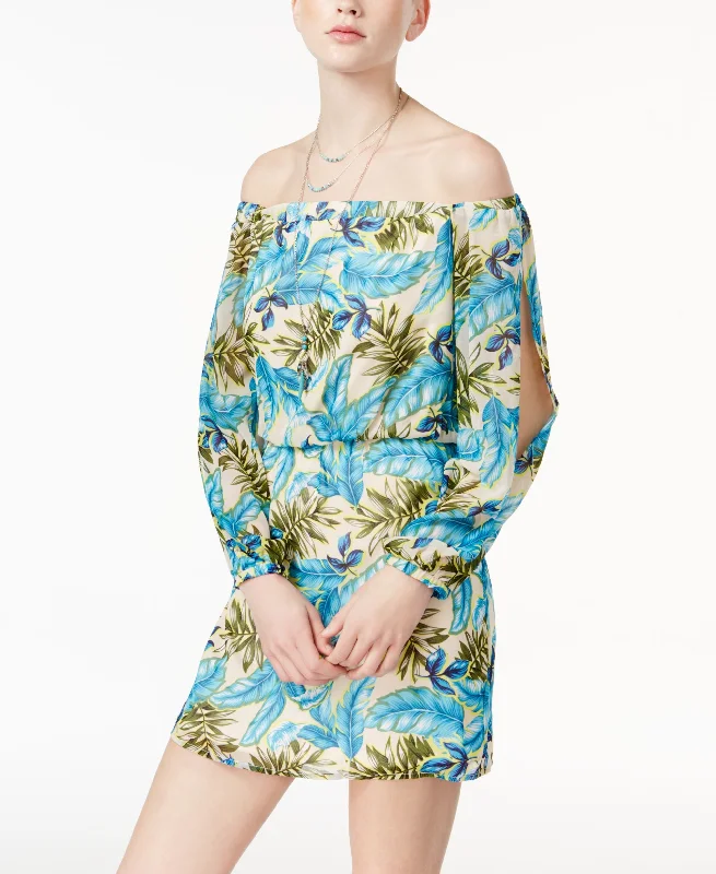 Teeze Me Juniors Printed Off The Shoulder Dress