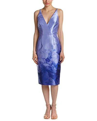 Womens Monique Lhuillier Ombre Mikado Sheath Dress, Size 4 - Blue