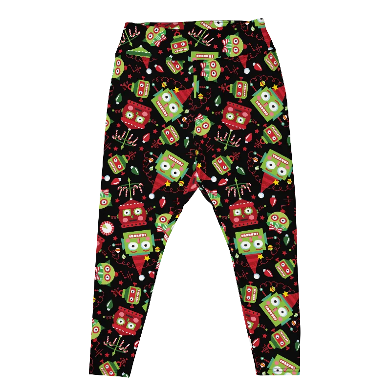 Holiday Robots Print Plus Size Leggings