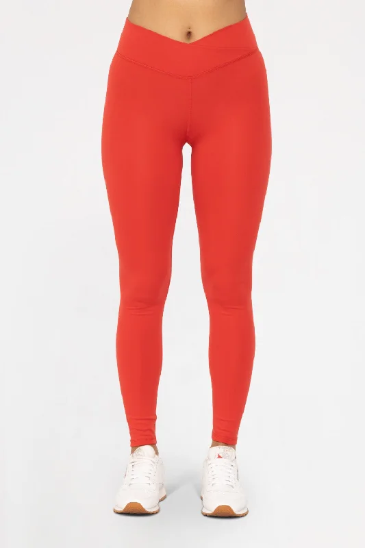 Super Soft Red Venice Crossover Leggings