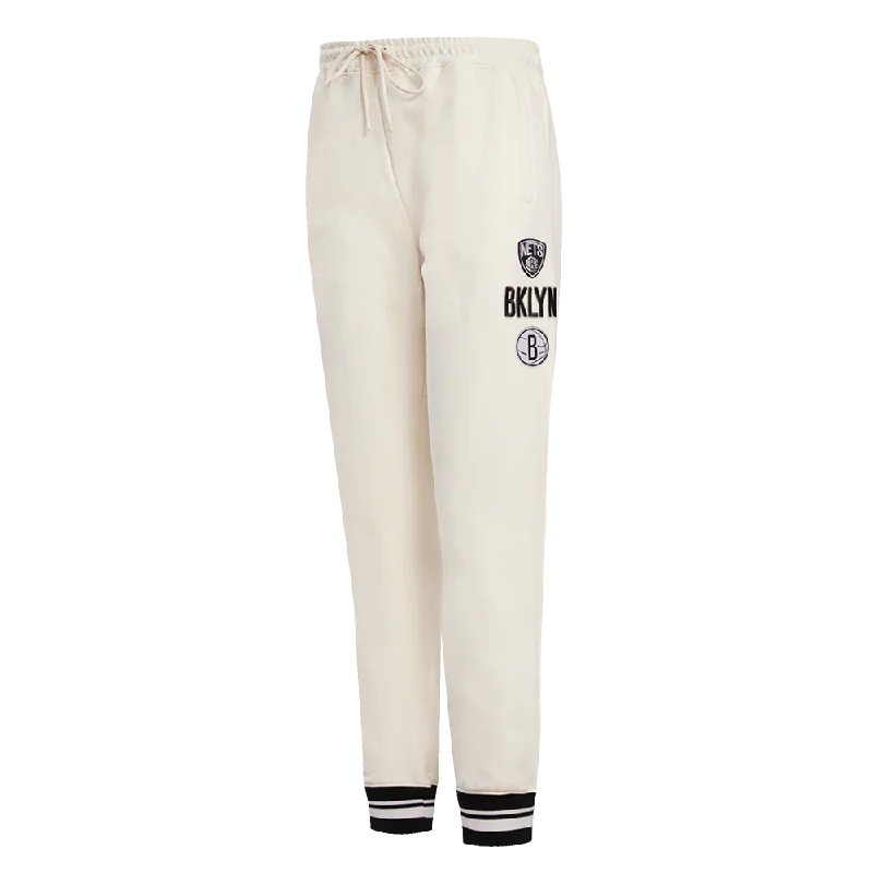 NBA BROOKLYN NETS RETRO CLASSIC WOMEN'S SWEATPANT (EGGSHELL/ BLACK)