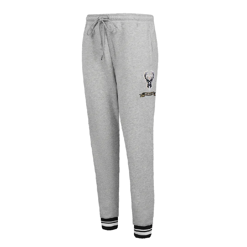 Integrated Design NBA MILWAUKEE BUCKS PRO PREP WOMEN'S RIB FLC SWEATPANT (HEATHER GRAY/BLACK)