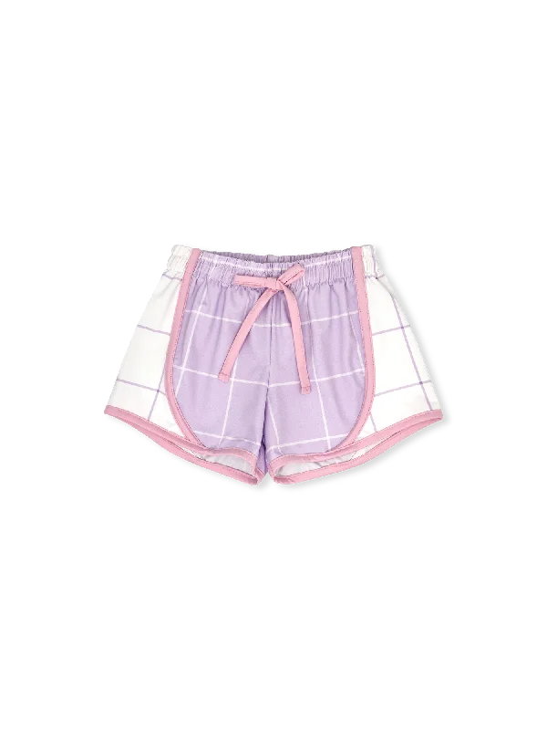 Elise Short - Petal Purple Willington Windowpane, Cotton Candy Pink