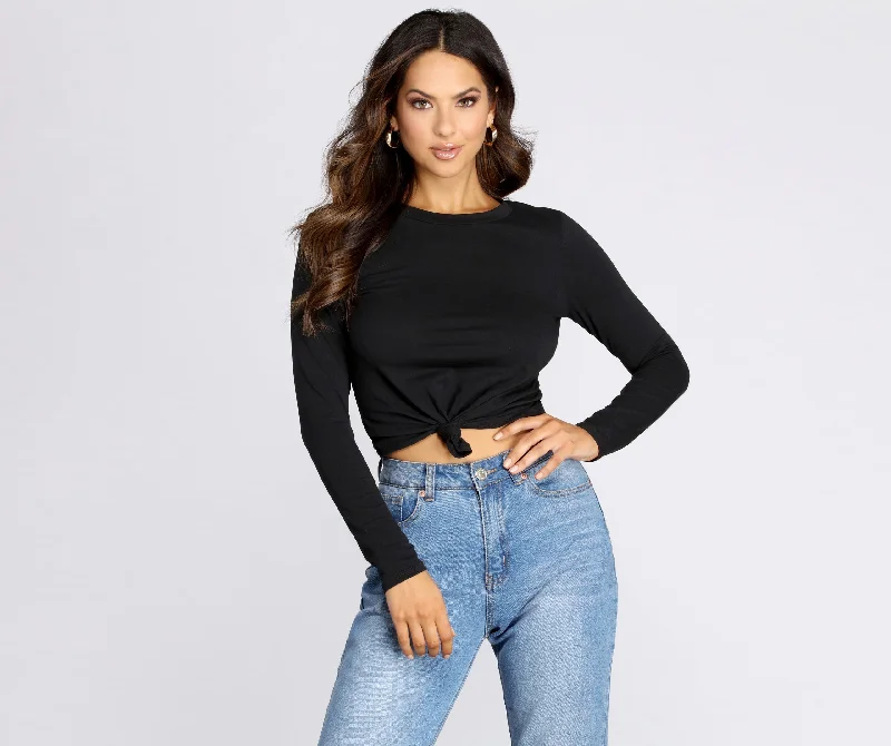 Knot Front Cotton Crop Top