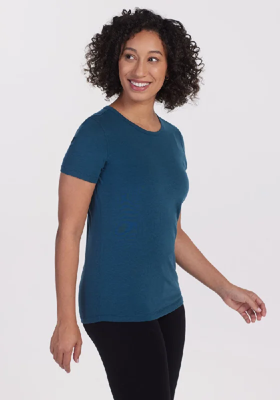 Trendy And Casual Liza Crew Neck Tee - Real Teal