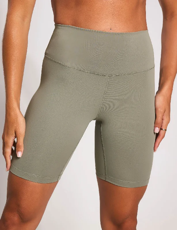 Elegant Design One High Waisted 8" Biker Shorts - Light Army/Black
