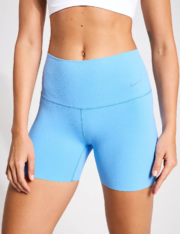 Embroidered Letters Zenvy High Waisted 5" Biker Shorts - University Blue