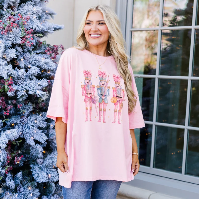 Nutcracker Christmas Boyfriend Tee, Dusty Pink