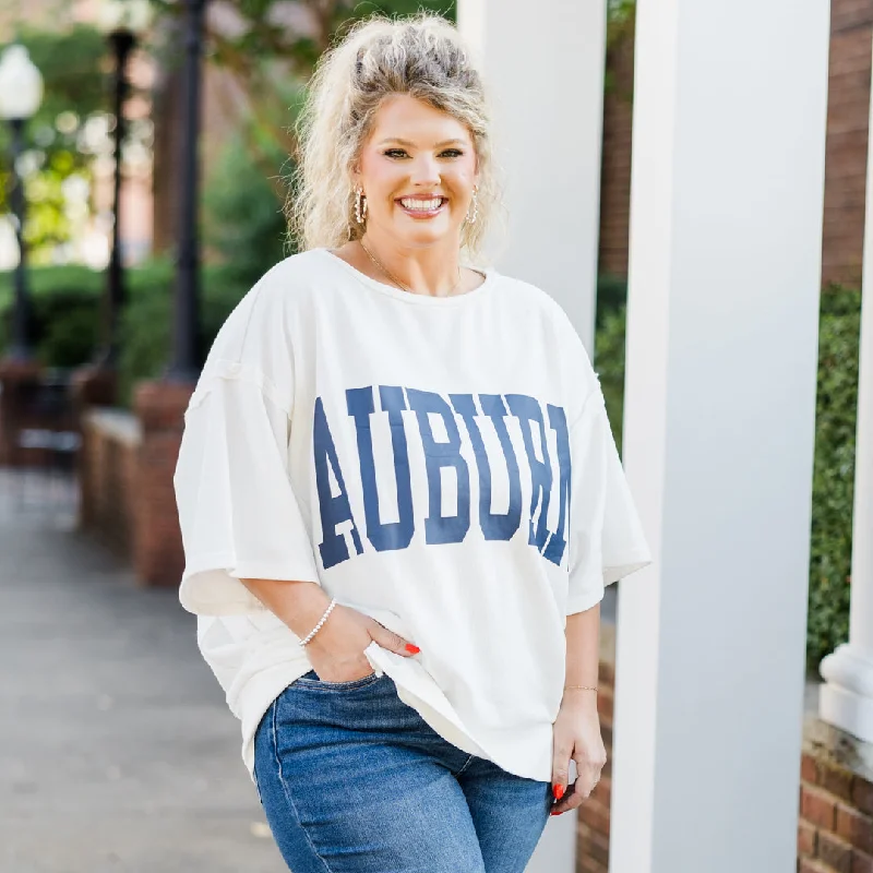 Saturday In Auburn Top, Off-White